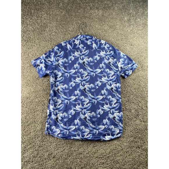 Selected Homme Shirt Mens Large 16.5 Blue White Hawaiian Casual Button Up - Picture 7 of 12